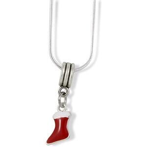 Red and White Christmas Stocking Sock Charm Chain Necklace